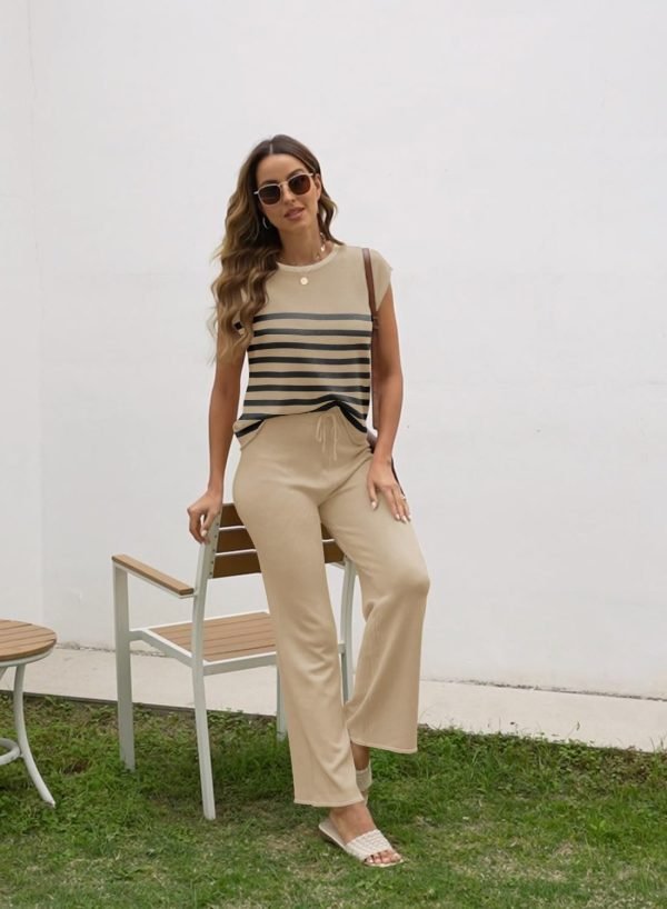 Sets for Women Spring Outfits for Women 2024 Travel Wide Leg Pant Summer Two Piece Sets Lounge Matching Sets