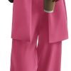 Women's 2024 Fall 2 Piece Blazer Set Casual Loose Long Blazer Jackets and Dressy Wide Leg Pant Suits with Pockets