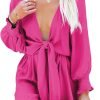 Rompers for Women Dressy Spring Summer Tie Knot Front Sexy V Neck Jumpsuits