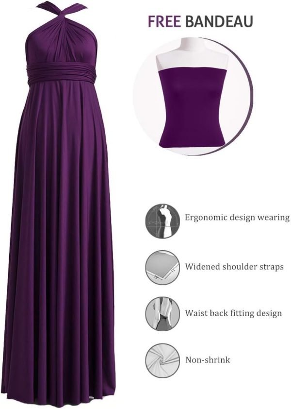 Infinity Dress with Bandeau, Convertible Bridesmaid Dress, Long, Plus Size, Multi-Way Dress, Twist Wrap Dress