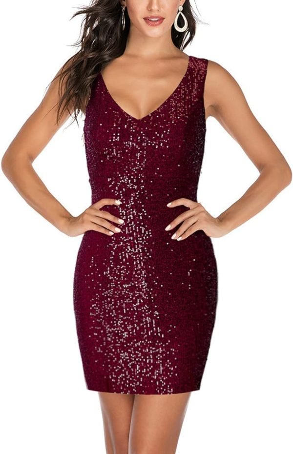 Women Sequin Dress Tulle Party Dress for Women Sexy V-Neck Dress Formal Long Dresses Evening Prom Gowns