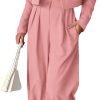 Womens Cropped Blazer Jackets High Waisted Wide Leg Work Pants Suit Set