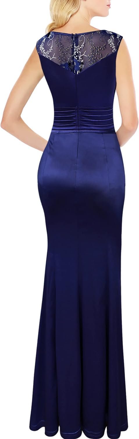 Womens Formal Ruched Ruffles Evening Prom Wedding Party Maxi Dress