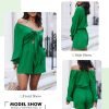 Rompers for Women Dressy Spring Summer Tie Knot Front Sexy V Neck Jumpsuits