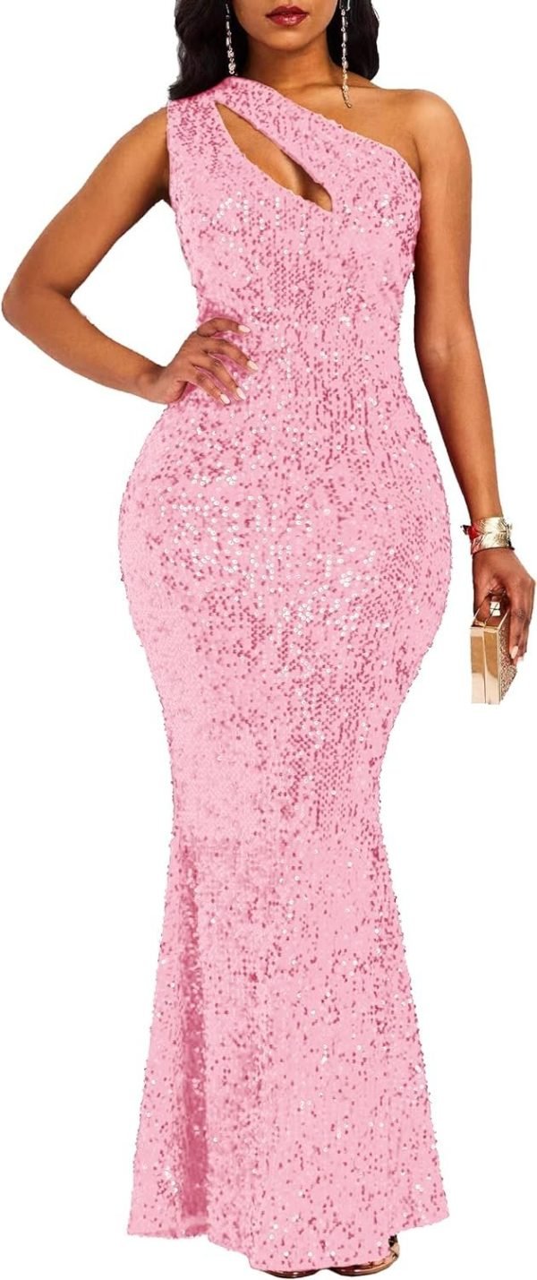 Sequins Fashion Sleeveless Oblique Collar Mermaid Women's Maxi Dress Bodycon Dress Party Dress