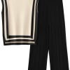 Womens Pullover Tops And Wide Leg Pants Casual Sweater Set