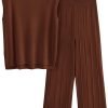 Womens Pullover Tops And Wide Leg Pants Casual Sweater Set