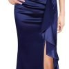 Womens Formal Ruched Ruffles Evening Prom Wedding Party Maxi Dress