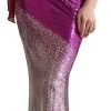 Women's Asymmetric Ribbon Gradient Sequin Mermaid Long Prom Dress