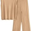 Womens Pullover Tops And Wide Leg Pants Casual Sweater Set