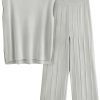 Womens Pullover Tops And Wide Leg Pants Casual Sweater Set