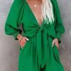 Rompers for Women Dressy Spring Summer Tie Knot Front Sexy V Neck Jumpsuits