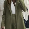 Women's 2024 Fall 2 Piece Blazer Set Casual Loose Long Blazer Jackets and Dressy Wide Leg Pant Suits with Pockets