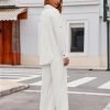 Women 2 Piece Linen Sets 2023 Button Down Shirt and Drawstring Long Pants Set Summer Outfits