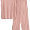 Womens Pullover Tops And Wide Leg Pants Casual Sweater Set