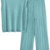 Womens Pullover Tops And Wide Leg Pants Casual Sweater Set