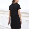 Women's Tweed Dress Short Sleeve Crew Neck A-line Party Vintage Mini Skirt Causal Dresses