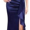 Womens Formal Ruched Ruffles Evening Prom Wedding Party Maxi Dress