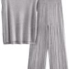 Womens Pullover Tops And Wide Leg Pants Casual Sweater Set