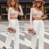 Women 2 Piece Linen Sets 2023 Button Down Shirt and Drawstring Long Pants Set Summer Outfits