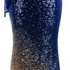 Women's Asymmetric Ribbon Gradient Sequin Mermaid Long Prom Dress