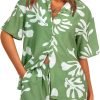 Womens 2 Piece Summer Beach Outfits Printed Short Sleeve Tops Lounge Shorts Casual Tracksuit Set