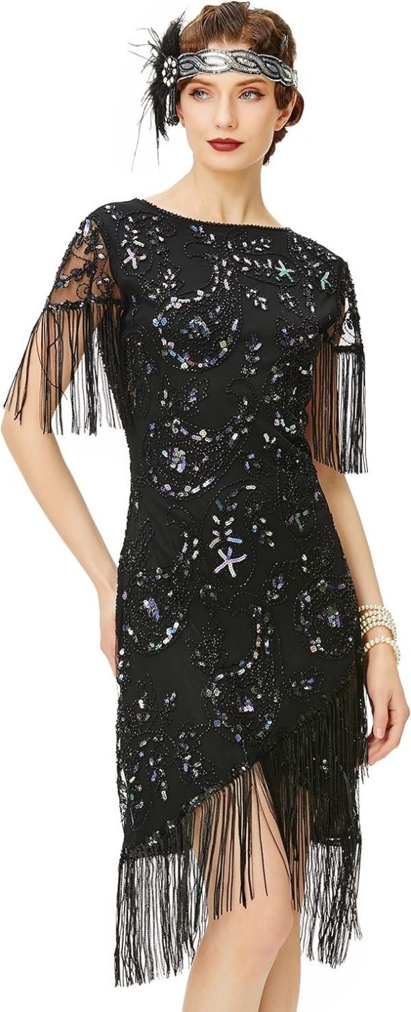 1920s Flapper Dress Great Gatsby Fringed Sequins Dress for Prom Party
