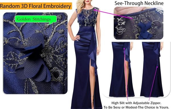 Womens Formal Ruched Ruffles Evening Prom Wedding Party Maxi Dress