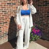 Women 2 Piece Linen Sets 2023 Button Down Shirt and Drawstring Long Pants Set Summer Outfits
