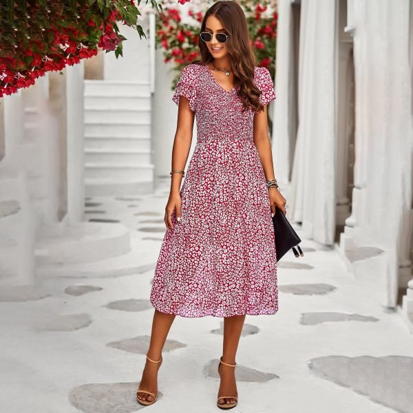 Elegant Office Midi A-Line Dress – All-Season Formal Wear