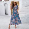 2025 Spring/Summer Elegant Floral Waist-Tie Short-Sleeve Dress
