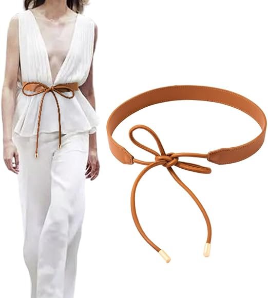 Women's Wrap Tie Waist Chain Knot Strap Thick Belt for Dresses Skirt Decorative