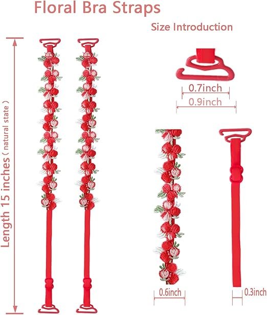 Floral Bra Straps Decorative Flower Bra Straps for Women Removable Flower Lace Strap Replacement