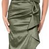 Women's Off-The-Shoulder Sweetheart Neck Taffeta Gown with Side Sweep Detail