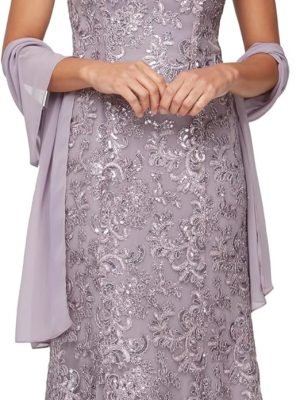 Women's Long Sleeveless Mother of The Bride Dress with Shawl (Petite and Regular Sizes)